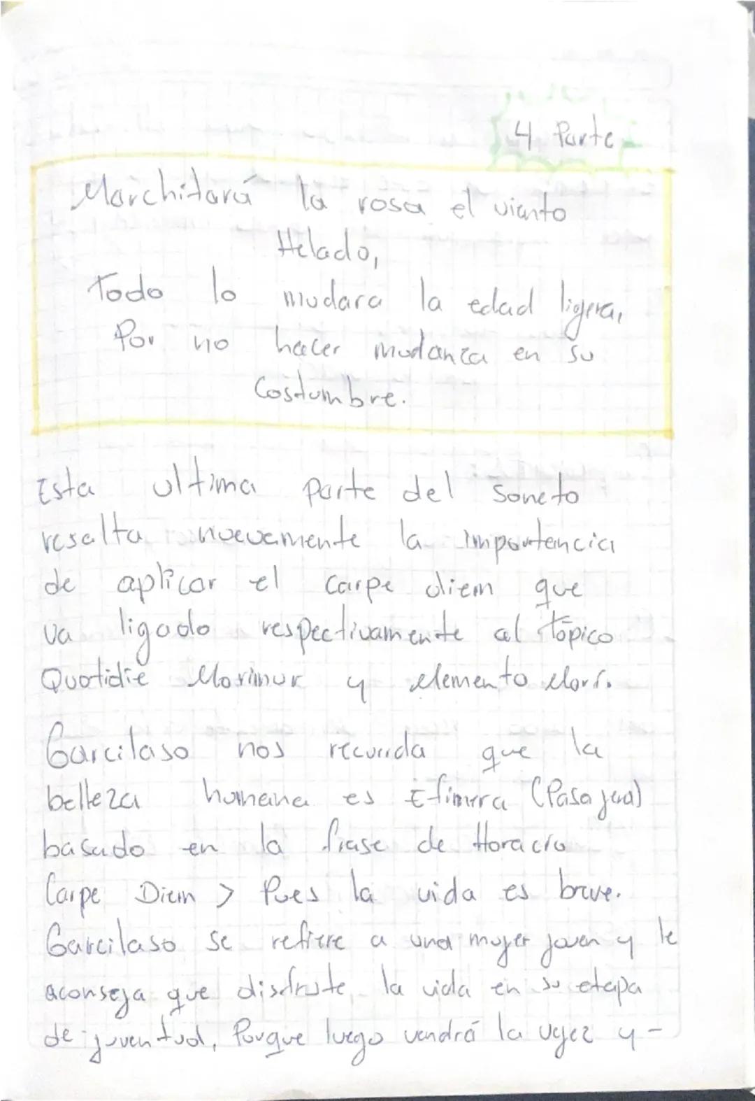 Desarrollo

Tópico Coge muchacha las rosas
Collige vingo Rosa

Soneto xx111

1. Parte

En tanto que de rosa y azucena
Se muestra el Color de