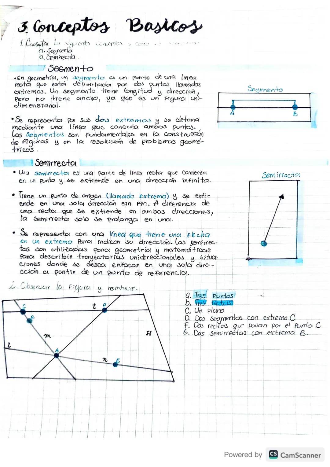 3. Conceptos Basicos
1. Comsuter is suprentes Conceptes
a. Segmento
b. Semirecta
Segmento
•En geometría, un segmento es un parte de una line