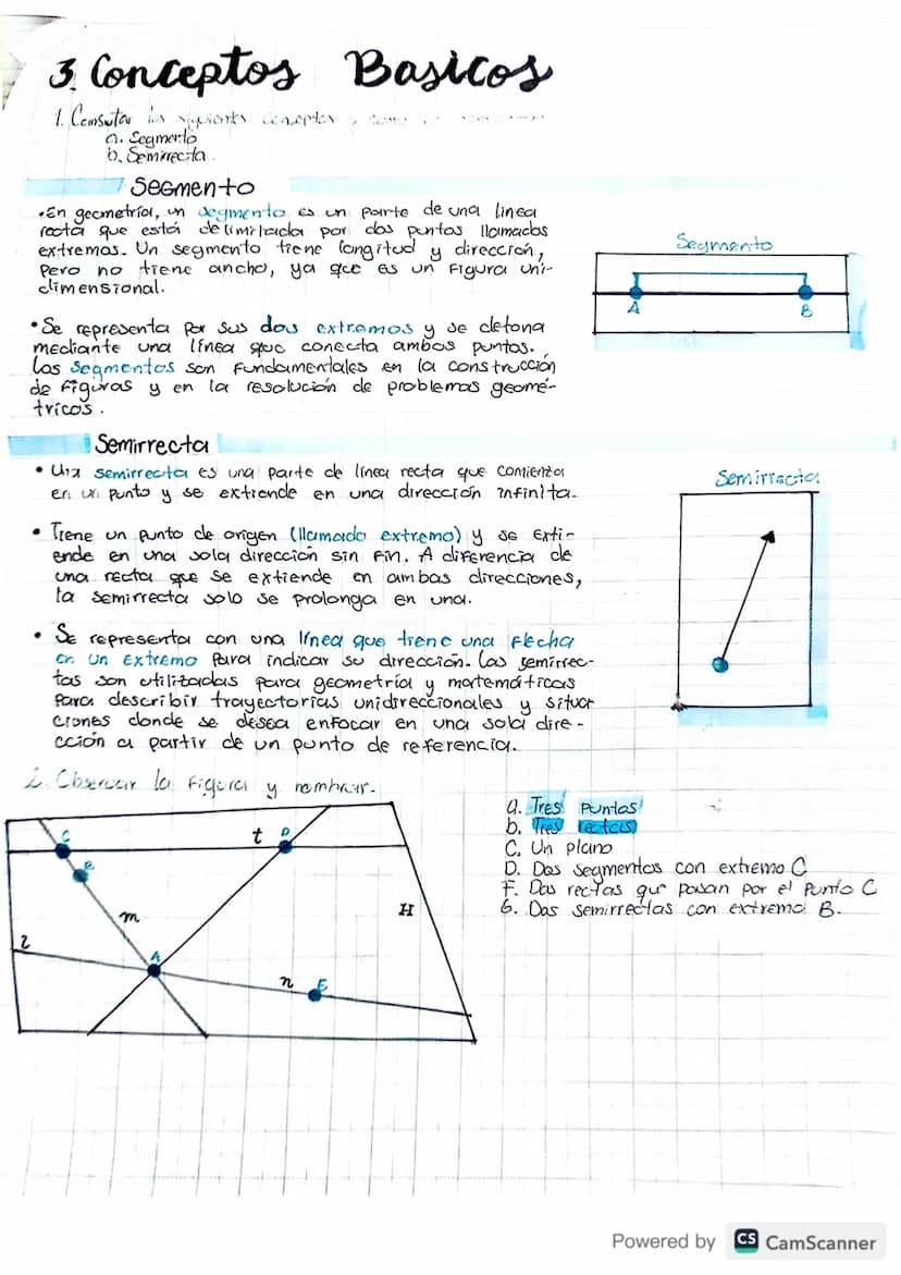 3. Conceptos Basicos
1. Comsuter is suprentes Conceptes
a. Segmento
b. Semirecta
Segmento
•En geometría, un segmento es un parte de una line