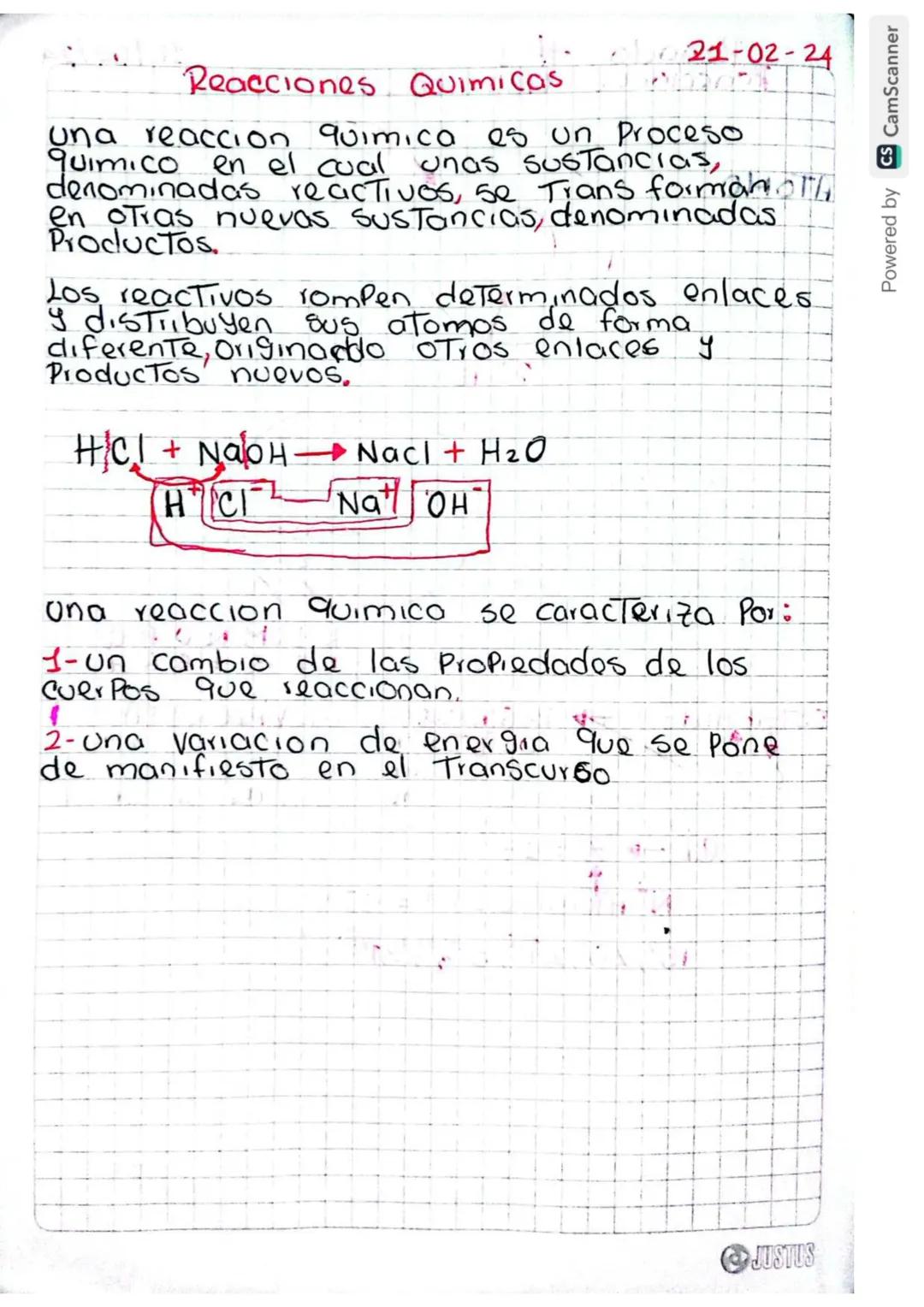 Reacciones Quimicas
21-02-24
una reaccion quimica es un proceso
quimico en el cual unas sustancias,
denominadas reactivos, se Trans forman
e