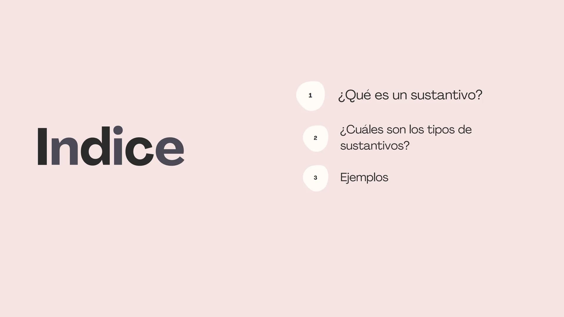 Los
sustantivos Indice
1
¿Qué es un sustantivo?
¿Cuáles son los tipos de
2
sustantivos?
3
Ejemplos ¿Qué es un
sustantivo?
•
Un sustantivo es
