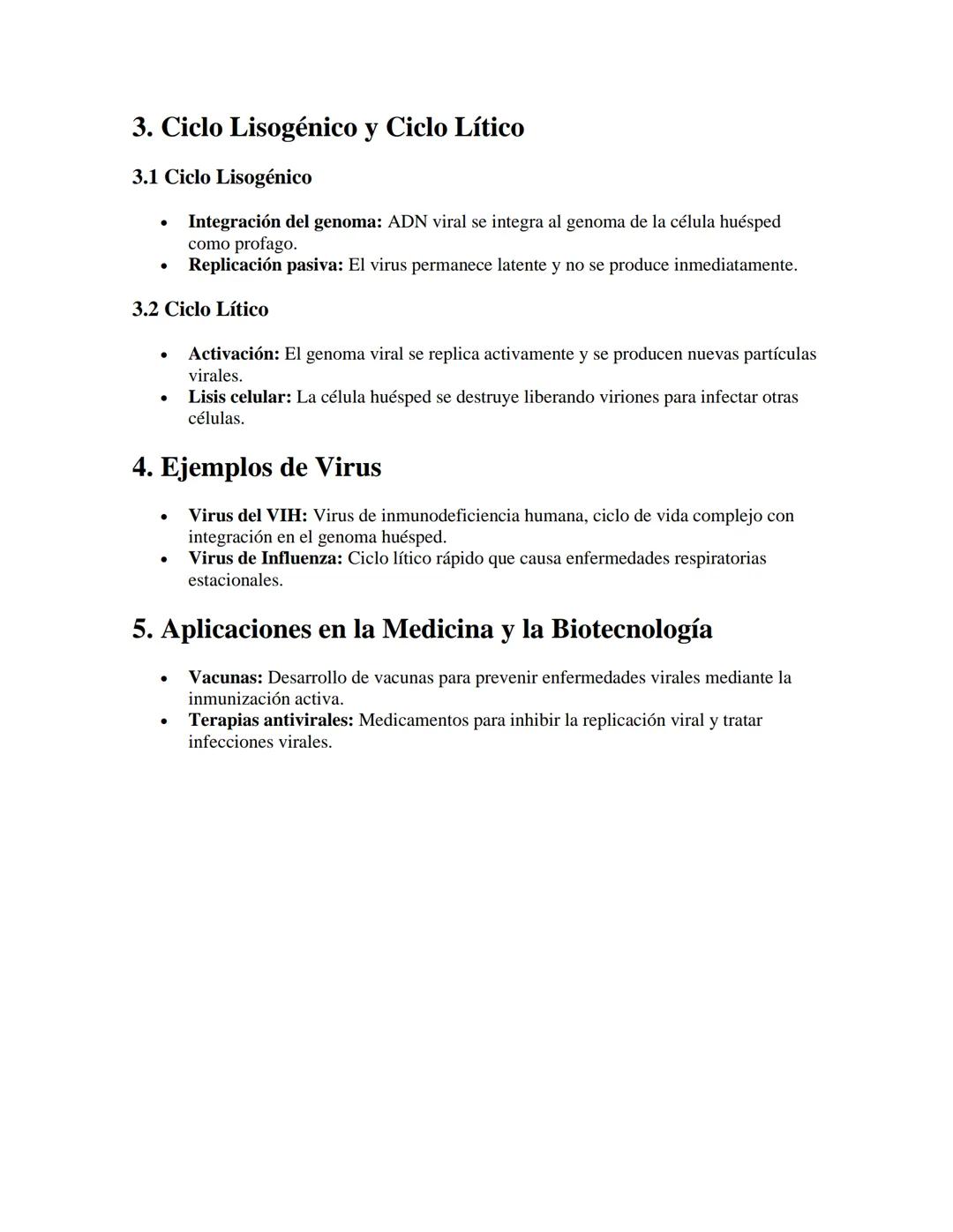 Virus y su Ciclo de Vida
APUNTES//
1. Introducción a los Virus
•
•
Definición: Agentes infecciosos que requieren de células vivas para repro