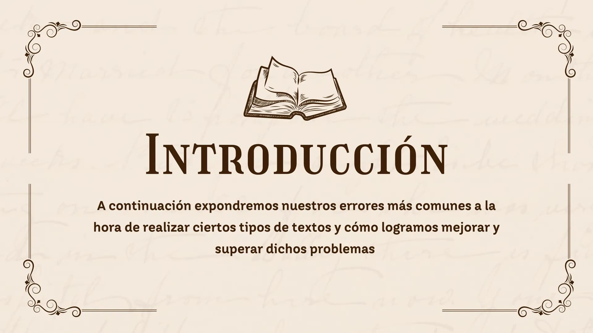 Ma
ERRORES
EN LA
ESCRITURA
Wally ther
ру
now. 01 Introducción
202
02
Falta de vocabulario
ÍNDICE
03 Uso de las tildes
50
04
Cacofonía
吧 INTR