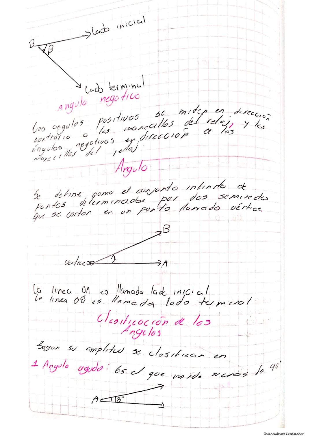 16
18
clasificación de 105
Angulos
Segun to amplitud se clasificar en
i
1
Angulo agudo es el que mide. Je 90°
meros
(90 grados)
Escaneado co