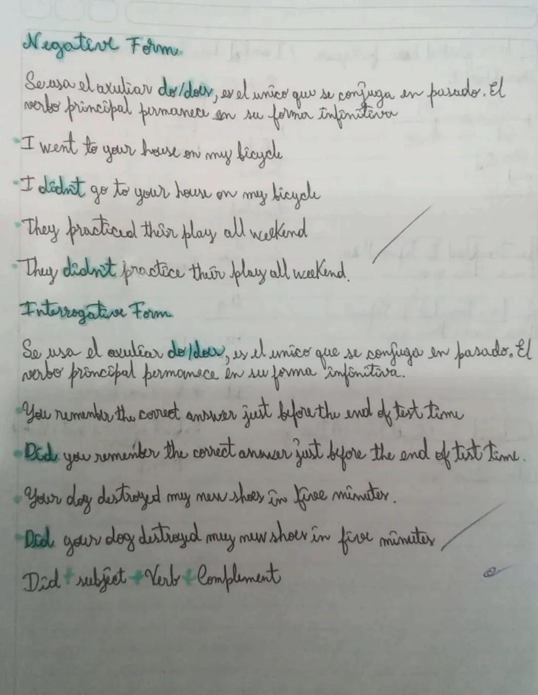 # Past Straple

Se sutiliza para hablar de una acción concreta que comenzó
yacabo en el pasado. Lo uramor con adverbios de tiempo
como last 