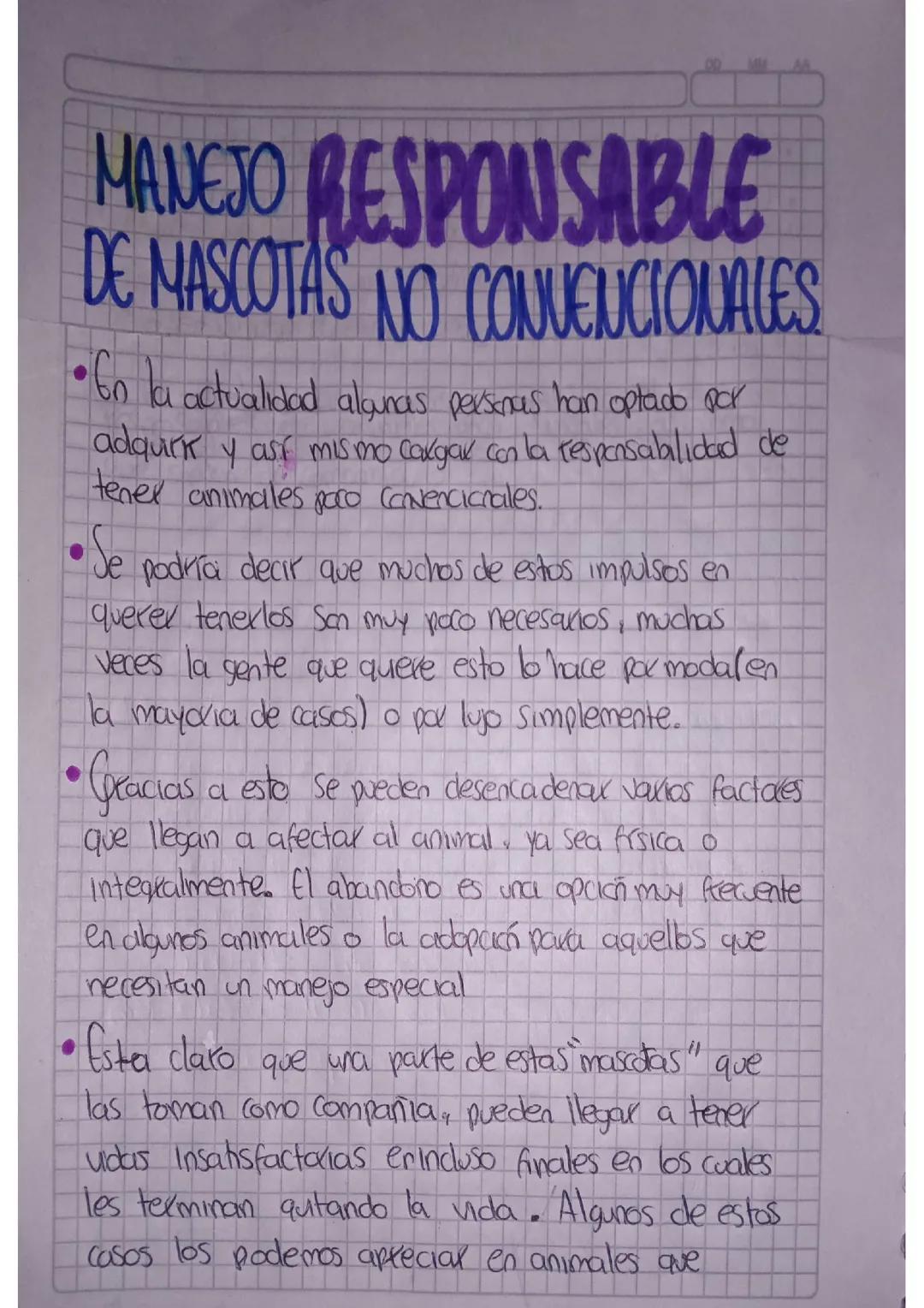 Tenencia responsable de mascotas NO CONVENCIONALES