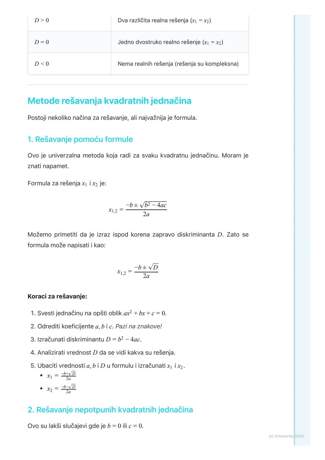 # Kvadratna jednačina

Uvod u kvadratne jednačine

Kvadratna jednačina je jednačina gde je najveći stepen nepoznate (obično x)
jednak 2. To 