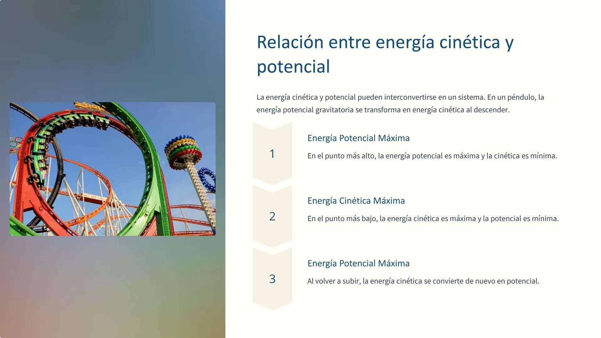 # la energía mecánica

mecánica

La energía mecánica es la capacidad de un objeto para realizar
trabajo. Se clasifica en energía cinética, r