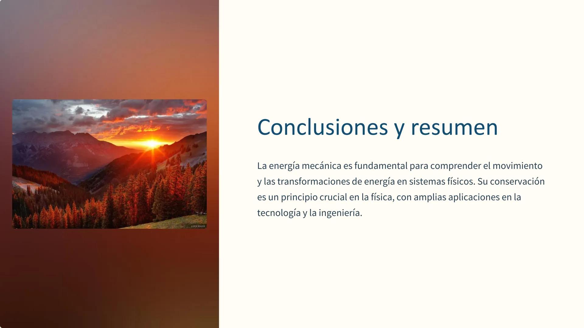 # la energía mecánica

mecánica

La energía mecánica es la capacidad de un objeto para realizar
trabajo. Se clasifica en energía cinética, r