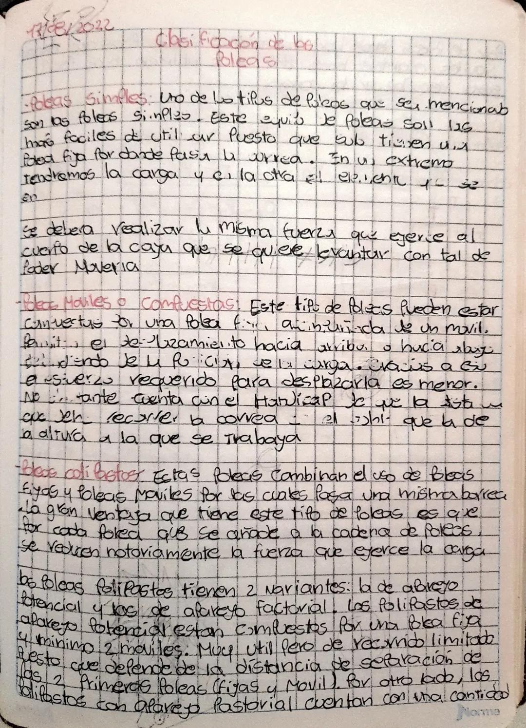10/08/2022
Poleas
Una foe es un mecanismo que se utiliza para levantar o Maver
cosos Pesadas que consiste en una rueda susplendida
on
que gi