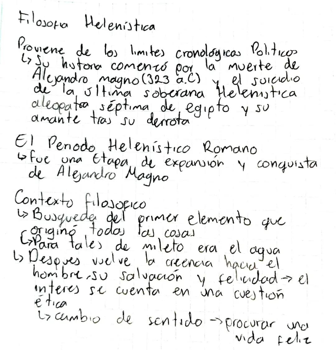 Filosofia Helenistica

Proviene de los limites cronológicas Politicos
↳ Su hutorna comenzó por la muerte de
Alejandro magno (323 a.C) y el s