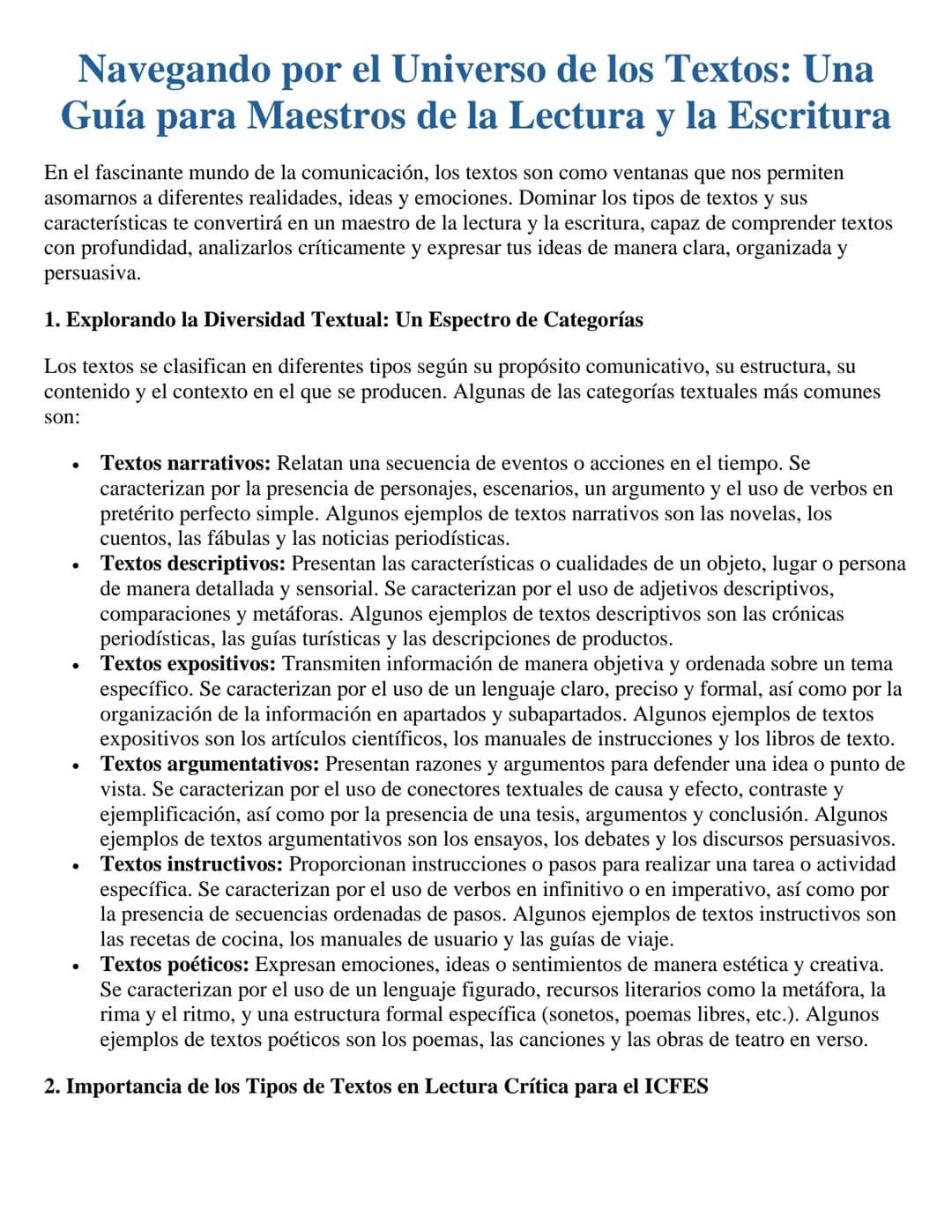 Navegando por el Universo de los Textos: Una
Guía para Maestros de la Lectura y la Escritura
En el fascinante mundo de la comunicación, los 