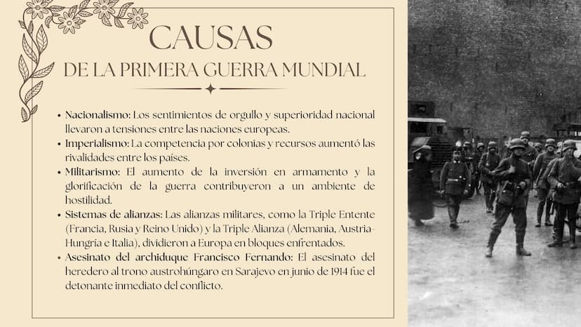 PRIMERA
GUERRA
MUNDIAL
1914-1918
Ciencias Sociales
Secundaria
Historia ÍNDICE
1. Introducción
2. Desarrollo del Conflicto
3. Consecuencias d