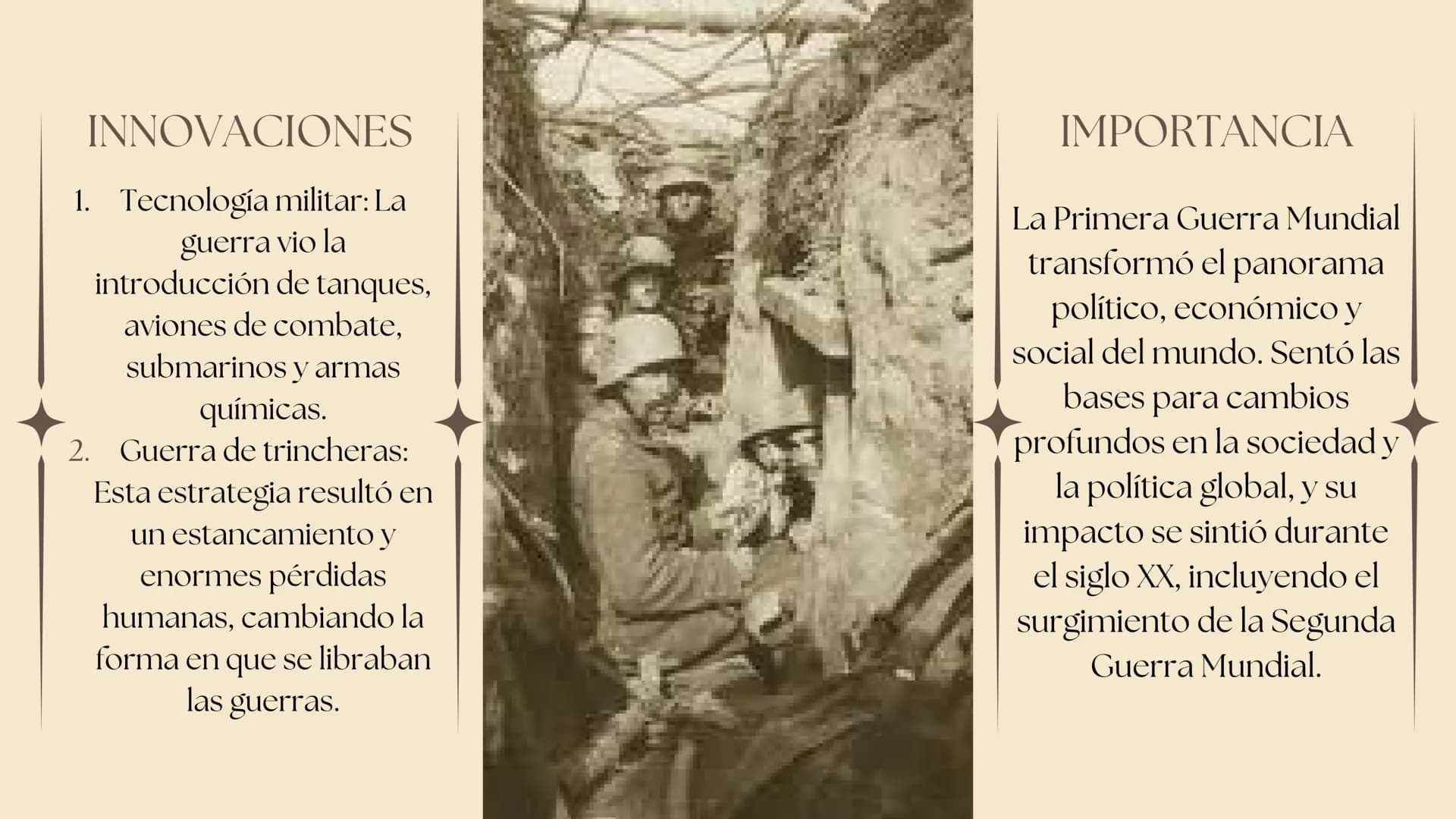 PRIMERA
GUERRA
MUNDIAL
1914-1918
Ciencias Sociales
Secundaria
Historia ÍNDICE
1. Introducción
2. Desarrollo del Conflicto
3. Consecuencias d