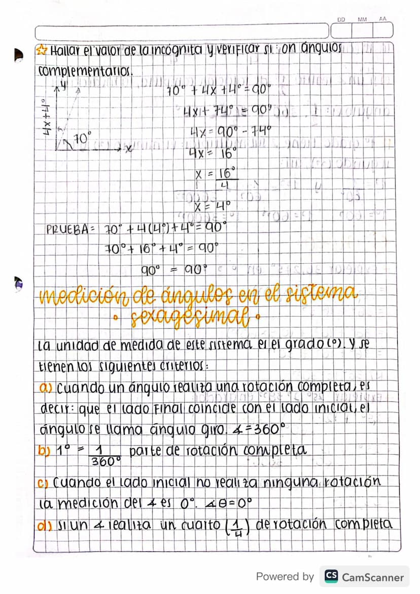 DD
MM
AA
funciones trigonométricas
SABERES BASICOS:
1) Angulo: la unión de dos semirectas por medio de un vertice
y se Forma &.
2) Elementos