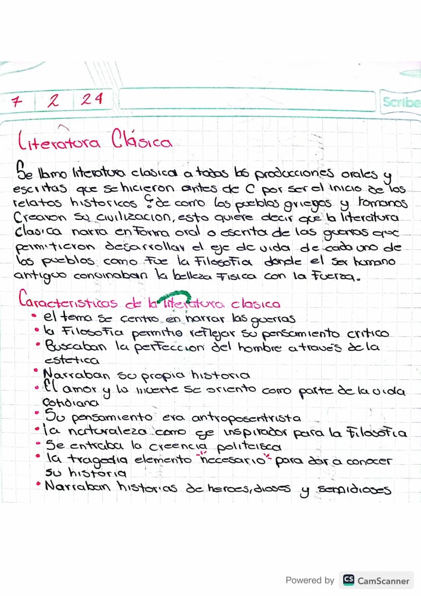 7
2
24
Scribe
Literatora Clásica
escr
tas
que
y
Se llamo literatura clasical a todas las producciones orales
Se hicieron antes de C por ser 