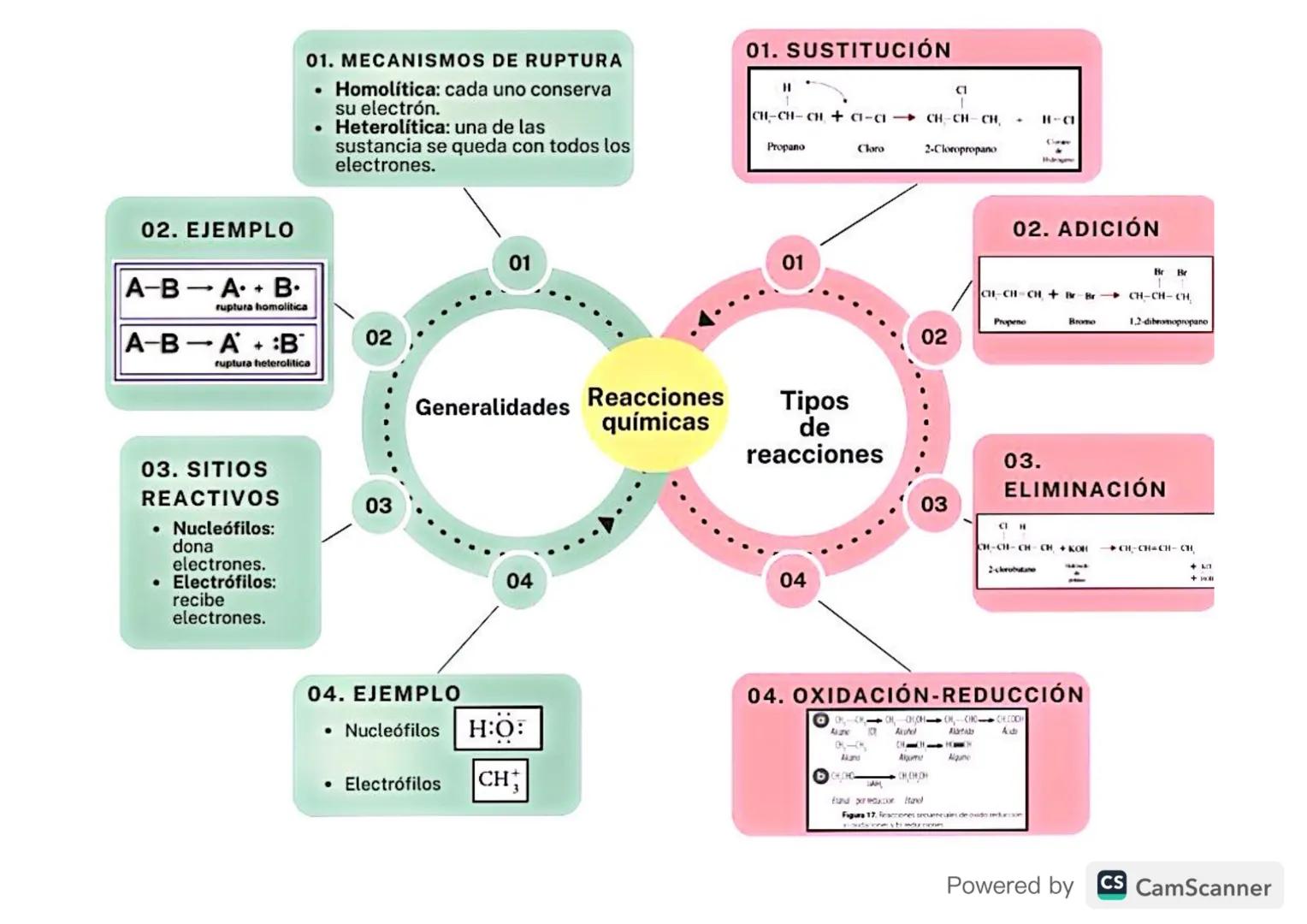 01. MECANISMOS DE RUPTURA
• Homolítica: cada uno conserva
su electrón.
. Heterolítica: una de las
sustancia se queda con todos los
electrone