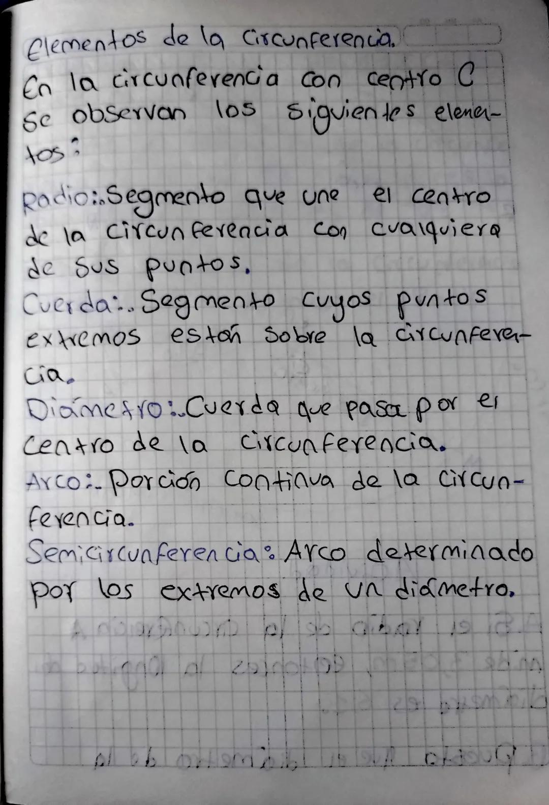 Elementos de la Circunferencia.
En la circunferencia con centro C
Se observan los siguientes elener-
tos:
Radio: Segmento que une
el centro
