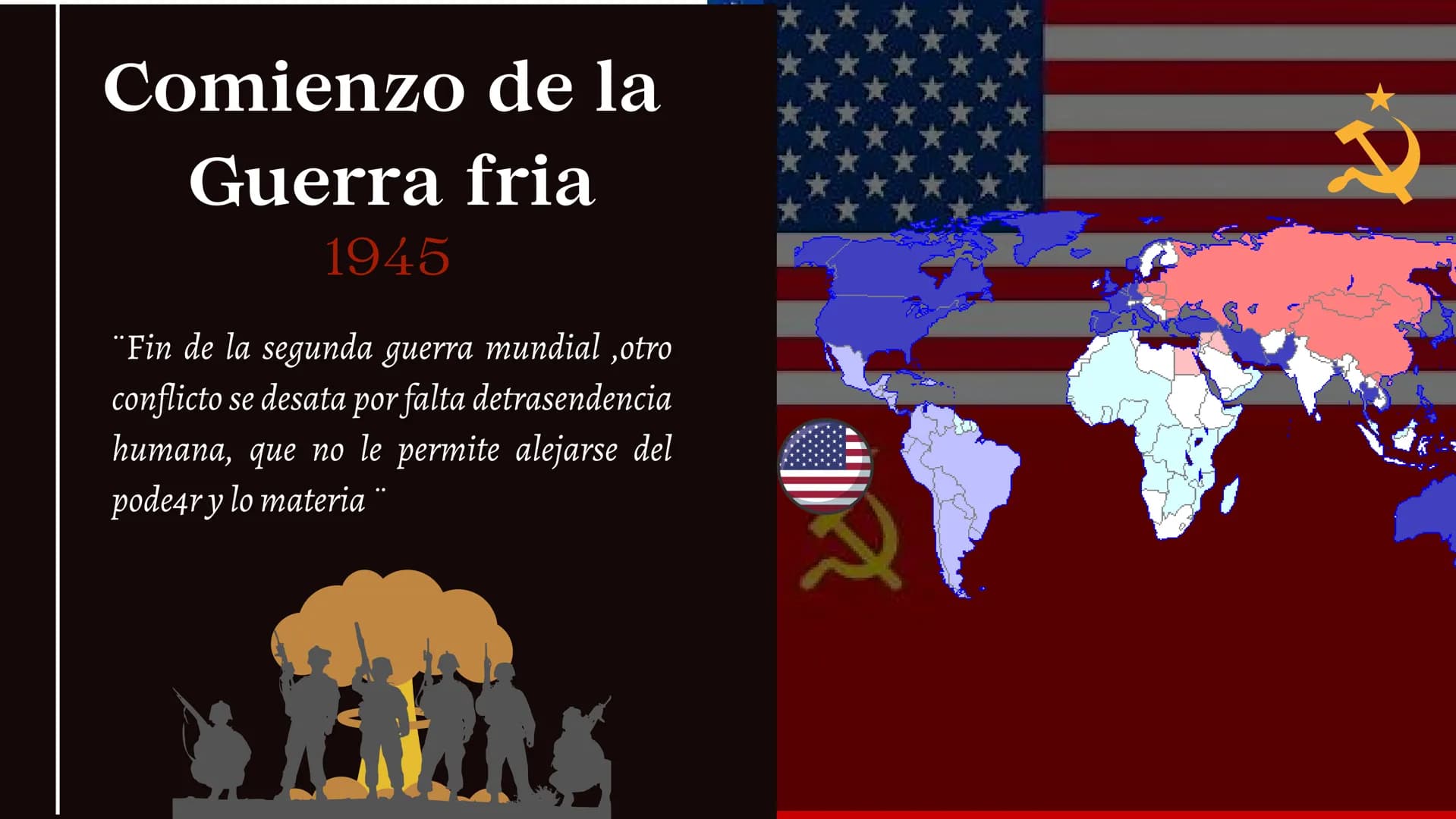 BLOQUE OCCIDENTAL
LA GUERRA FRIA
S
Mandid
1945
Guerra fría J Comienzo de la
Guerra fria
1945
"Fin de la segunda guerra mundial,otro
conflict