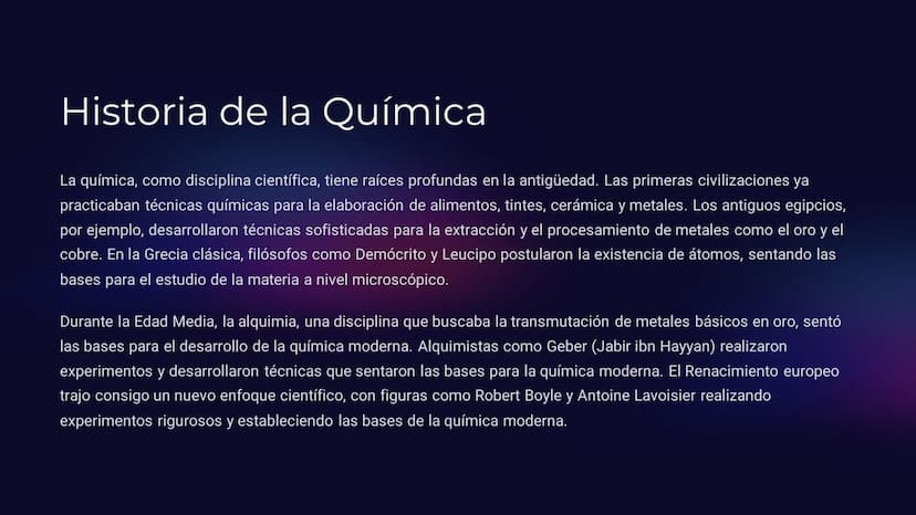 Introducción a la Química
Este documento servirá como guía para adentrarse en el fascinante mundo de la química, explorando su historia,
sus
