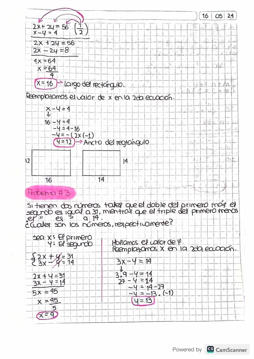 24
Problemas
que
se resuelven con sistemas 2x2
=-1
Problema #1
Determina dos números aya suma sea 80 y su diferencia sea 10.
x+4=80
(x-4 10
