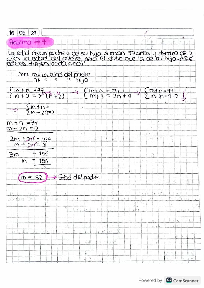 24
Problemas
que
se resuelven con sistemas 2x2
=-1
Problema #1
Determina dos números aya suma sea 80 y su diferencia sea 10.
x+4=80
(x-4 10
