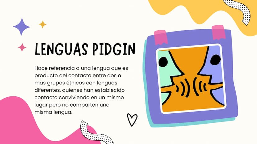 LENGUAS PIDGIN
Y PIDGINIZACIÓN S
•
Lenguas pidgin
• Definición.
• Usos y utilidad.
⚫ Características.
• Historia y origen.
Ejemplos.
ÍNDICE

