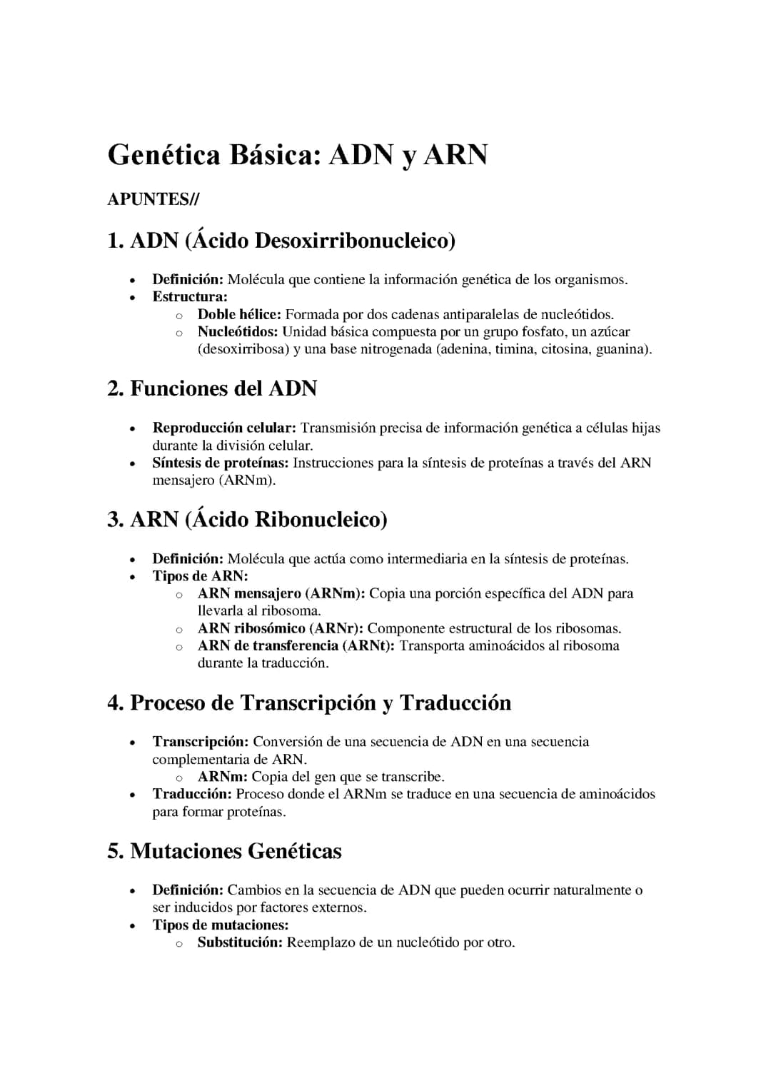 Genética Básica: ADN y ARN