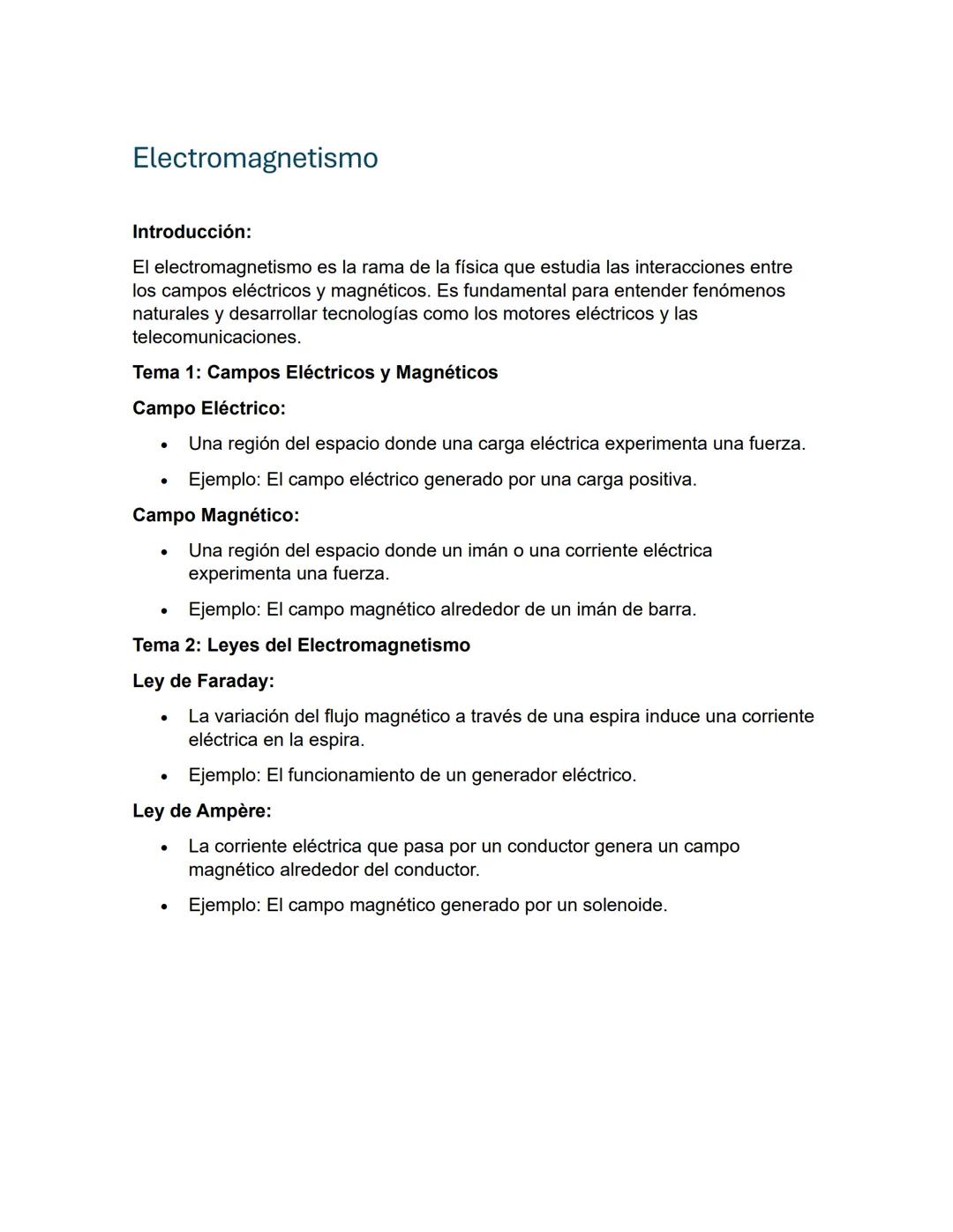 Electromagnetismo
Introducción:
El electromagnetismo es la rama de la física que estudia las interacciones entre
los campos eléctricos y mag