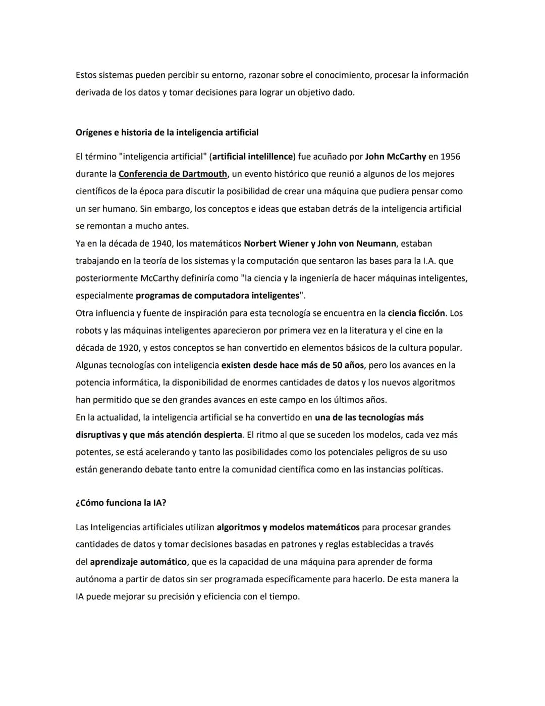 ¿Qué es la Inteligencia Artificial?¹
La Inteligencia Artificial (IA), al igual que la humana, es un concepto complejo de definir. Aún no
exi