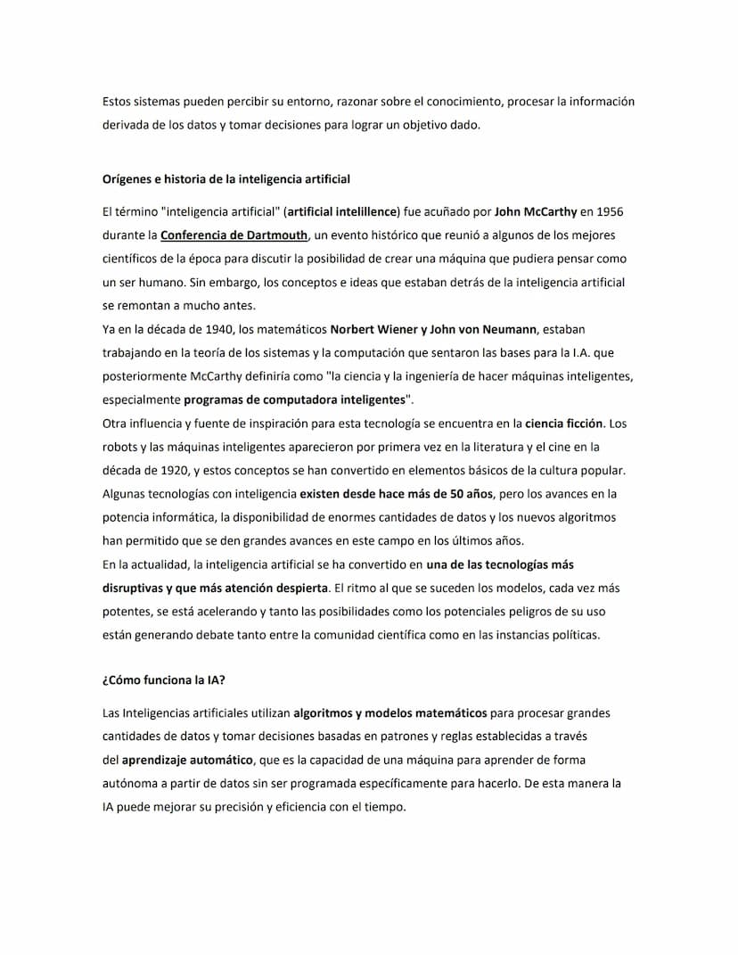 ¿Qué es la Inteligencia Artificial?¹
La Inteligencia Artificial (IA), al igual que la humana, es un concepto complejo de definir. Aún no
exi
