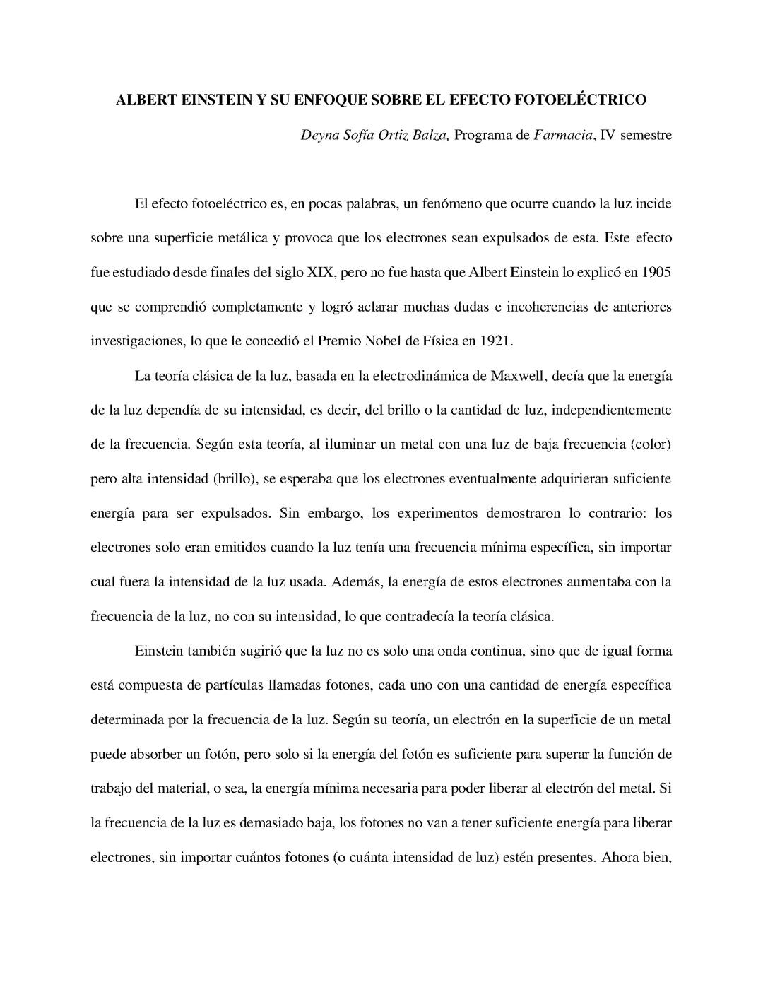 EFECTO FOTOELÉCTRICO - ENSAYO