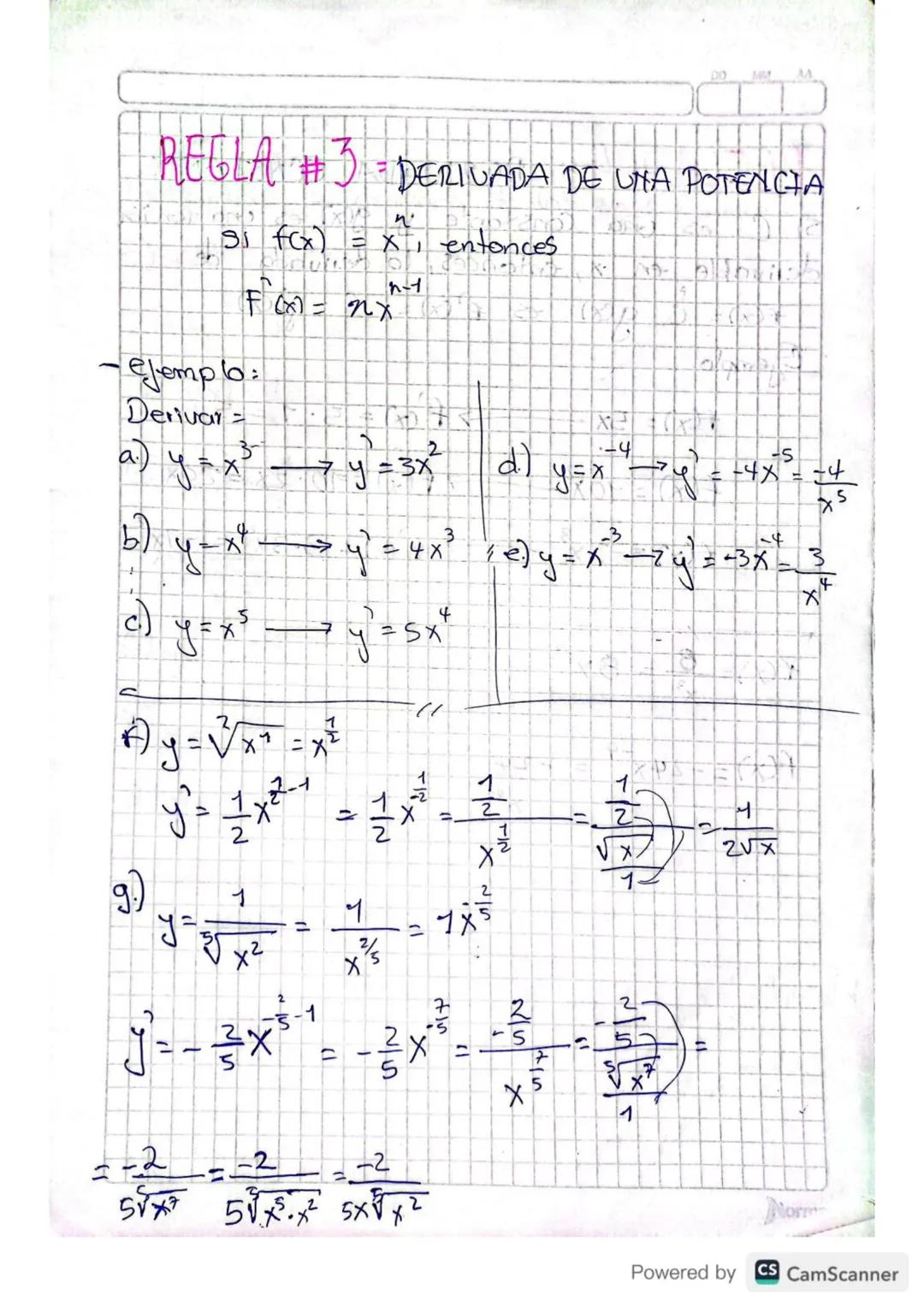 REGLAS DE
DERIVACIÓN
A partir de la definición de derivadas se pueden
deducir algonas reglas generales de derivación
las Coales permiten cal