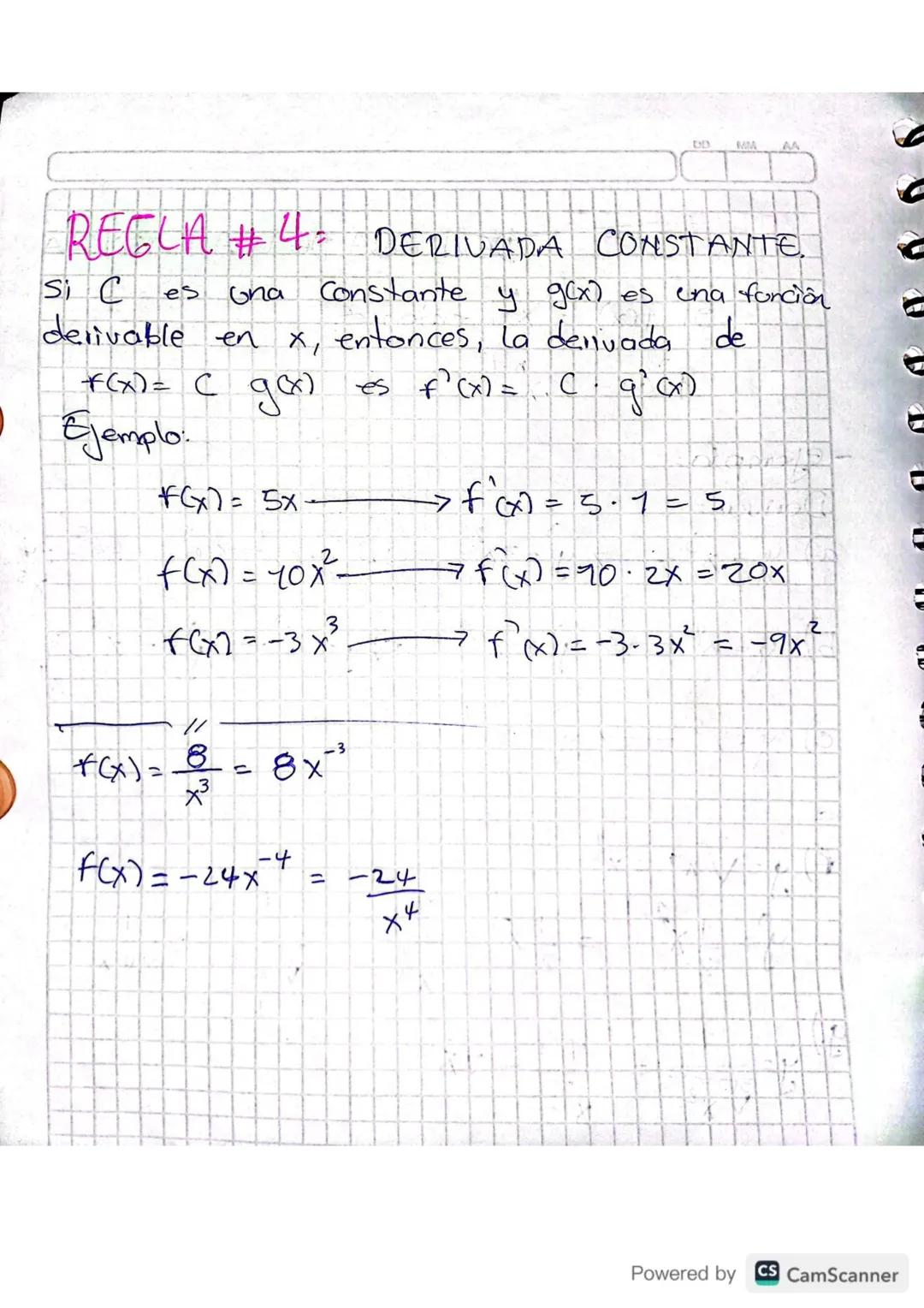 REGLAS DE
DERIVACIÓN
A partir de la definición de derivadas se pueden
deducir algonas reglas generales de derivación
las Coales permiten cal