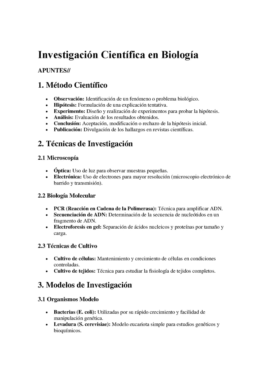 Investigación Científica en Biología