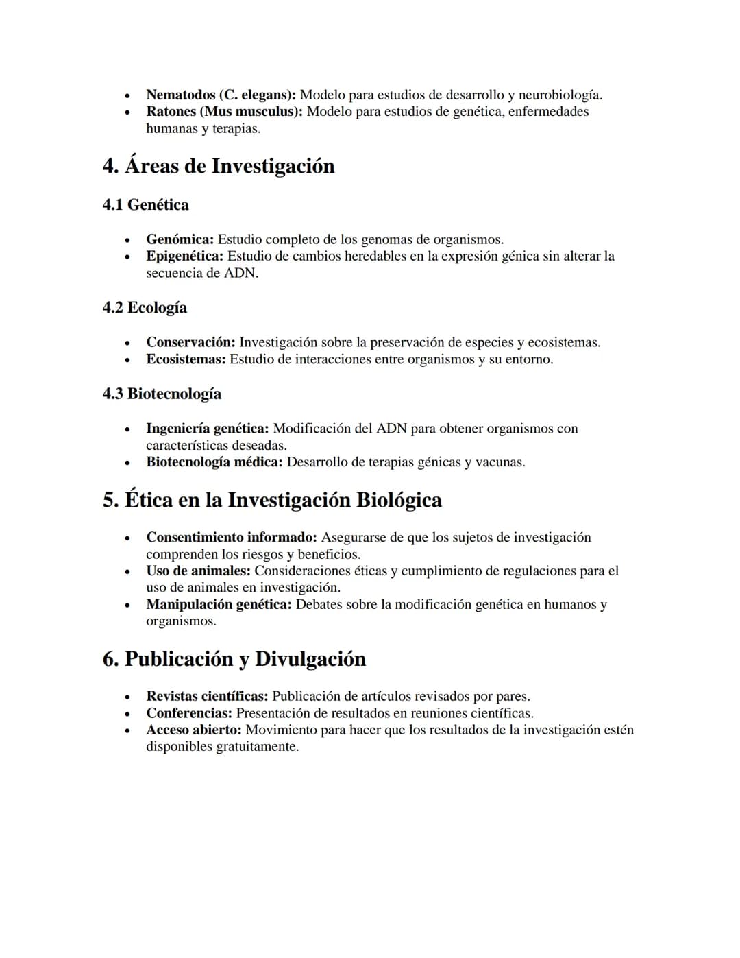 Investigación Científica en Biología
APUNTES//
1. Método Científico
•
•
•
•
•
Observación: Identificación de un fenómeno o problema biológic