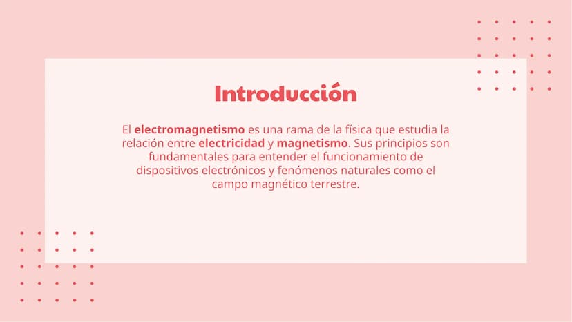 Fundamentos de
Electricidad y
Magnetismo Introducción
El electromagnetismo es una rama de la física que estudia la
relación entre electricid