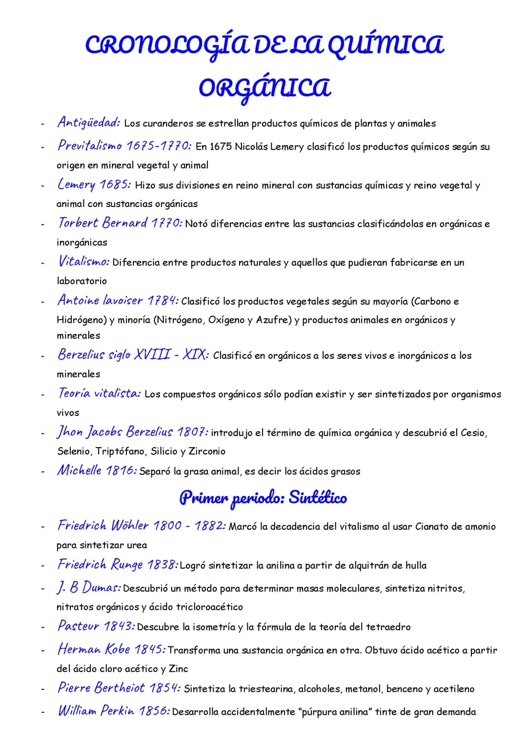 Cronología de la química orgánica