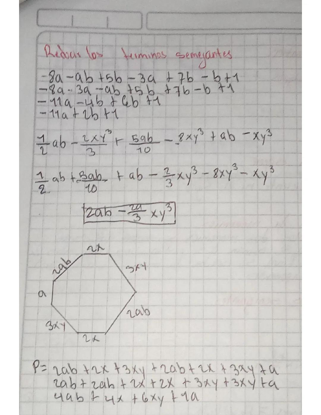 Reducción de términos semejantes