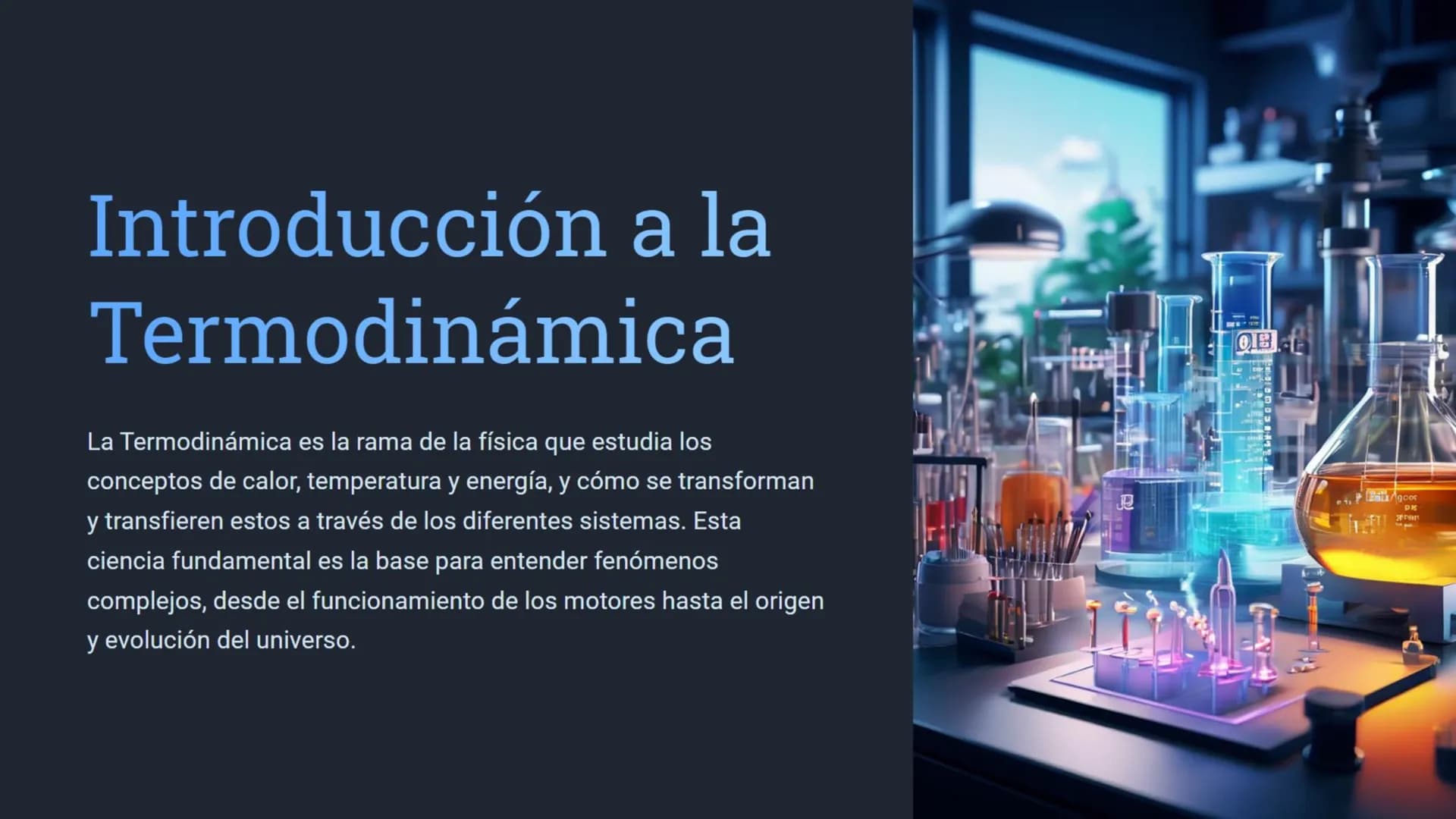 Introducción a la
Termodinámica
La Termodinámica es la rama de la física que estudia los
conceptos de calor, temperatura y energía, y cómo s