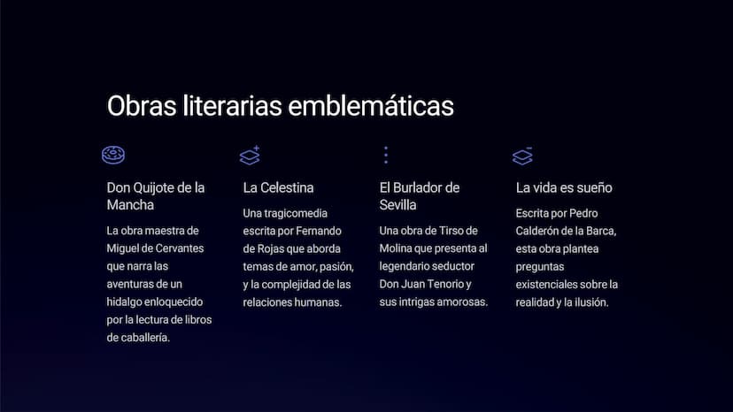 Siglo de Oro en España
El Siglo de Oro en España fue un periodo de gran esplendor cultural y artístico
que abarcó los siglos XVI y XVII. Dur