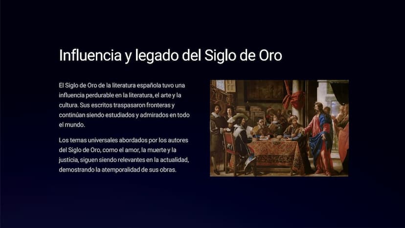 Siglo de Oro en España
El Siglo de Oro en España fue un periodo de gran esplendor cultural y artístico
que abarcó los siglos XVI y XVII. Dur