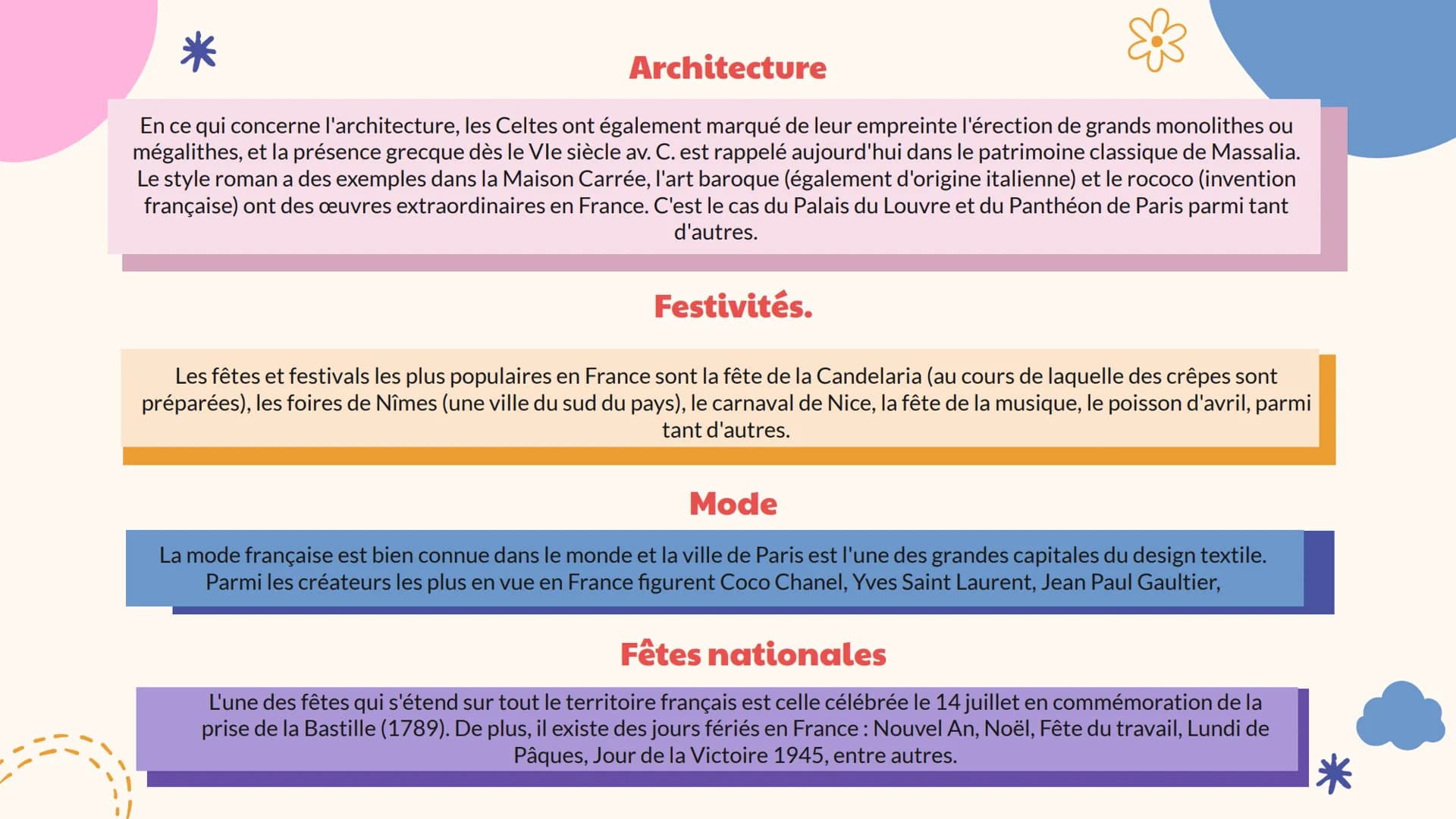France
* 01
Liste des contenus
02
Caractéristiques
principales
04
Gastronomie
Culture
05
03
Historie
Destin à visite Introduction
Dans cette