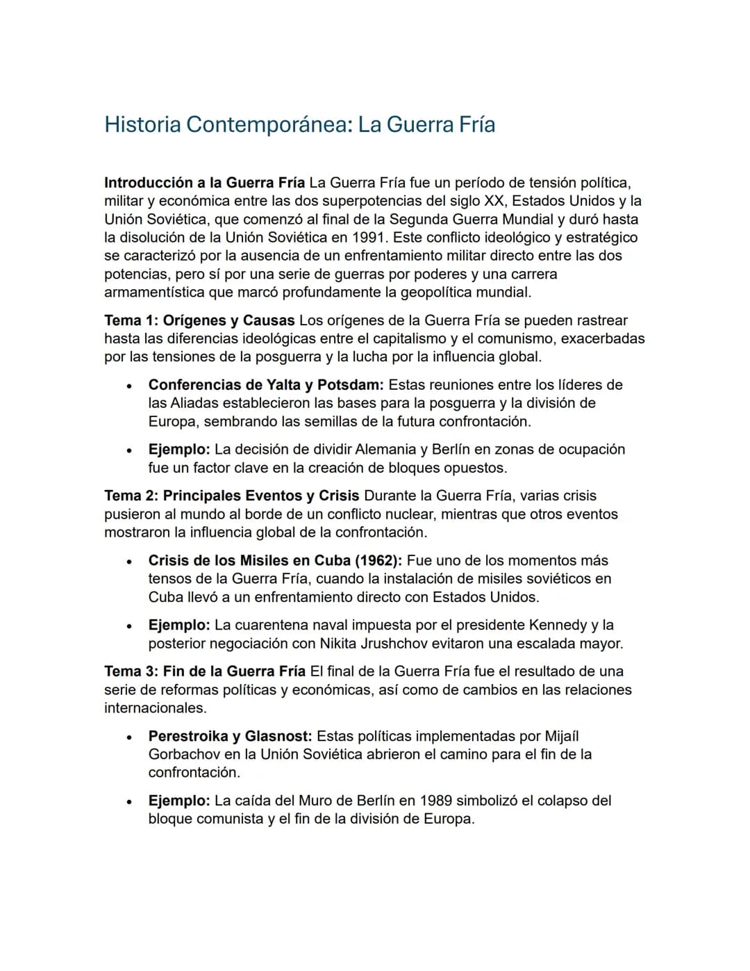 Historia Contemporánea: La Guerra Fría
Introducción a la Guerra Fría La Guerra Fría fue un período de tensión política,
militar y económica 
