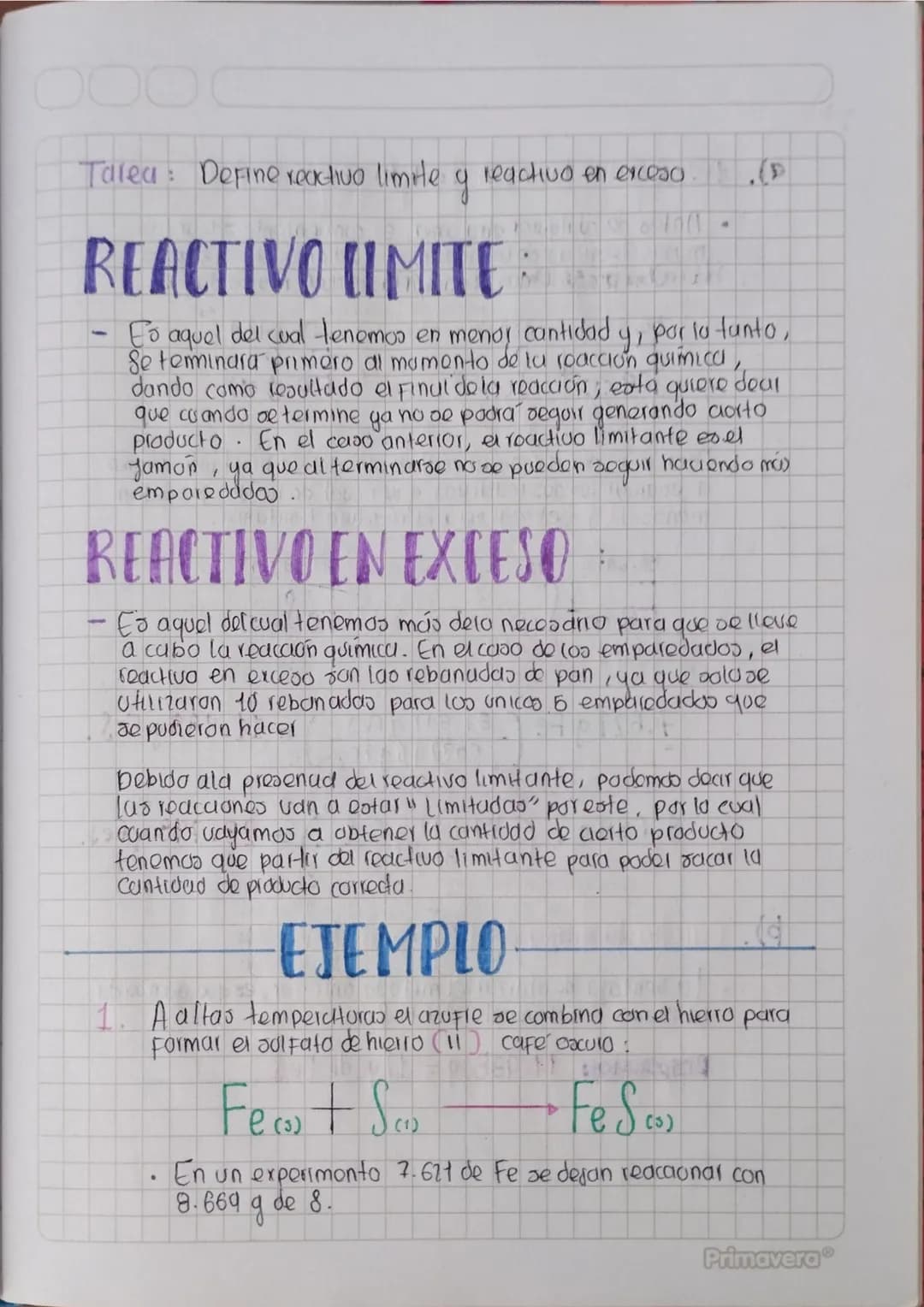 Reactivos (limite y en exceso)