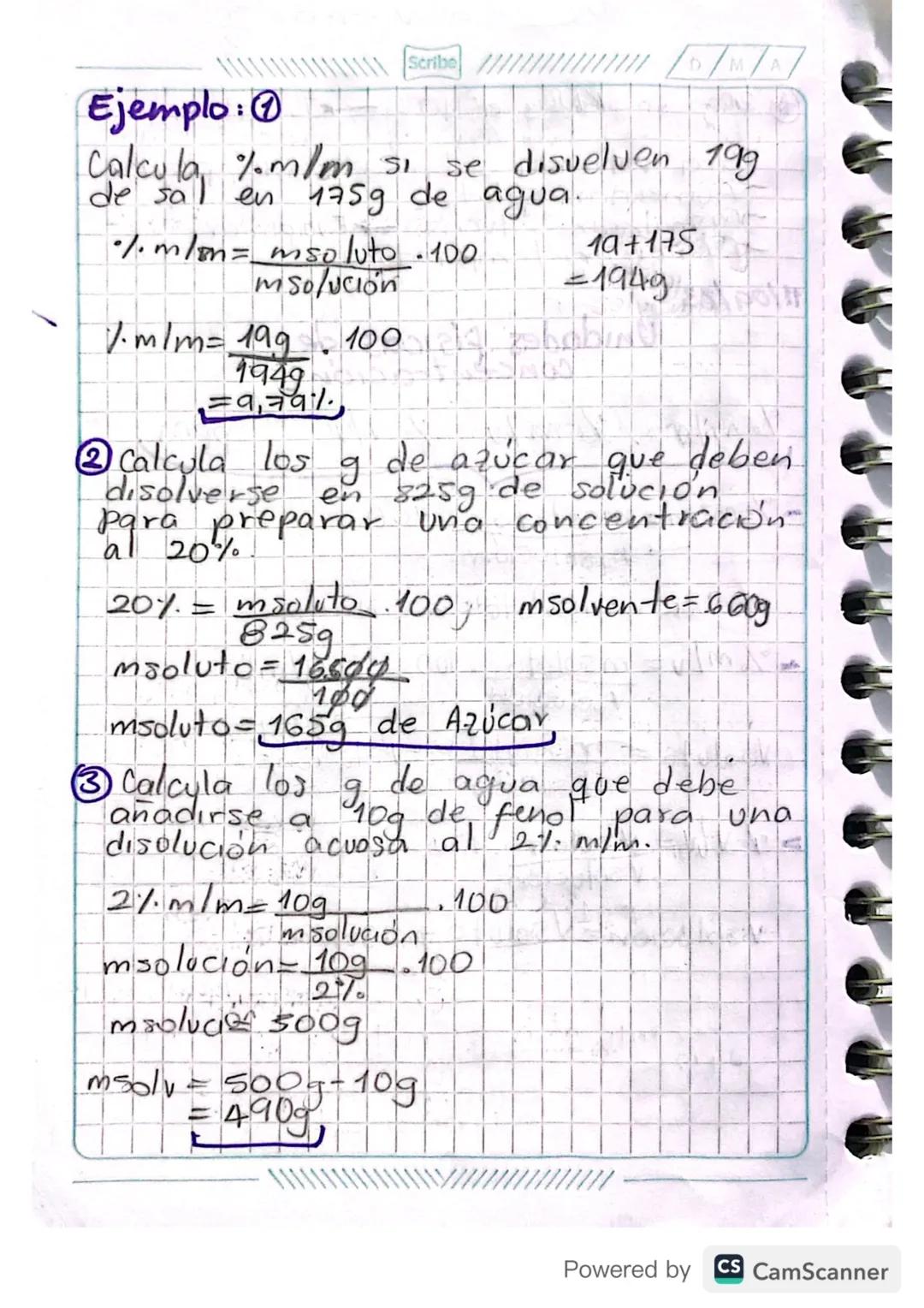 11/09/23
# Unidades físicas de
## concentración

%m/m %m/v % v/v ppm

-%m/m = $\frac{msoluto}{msolución}$.100

msolución= msoluto+m solvente