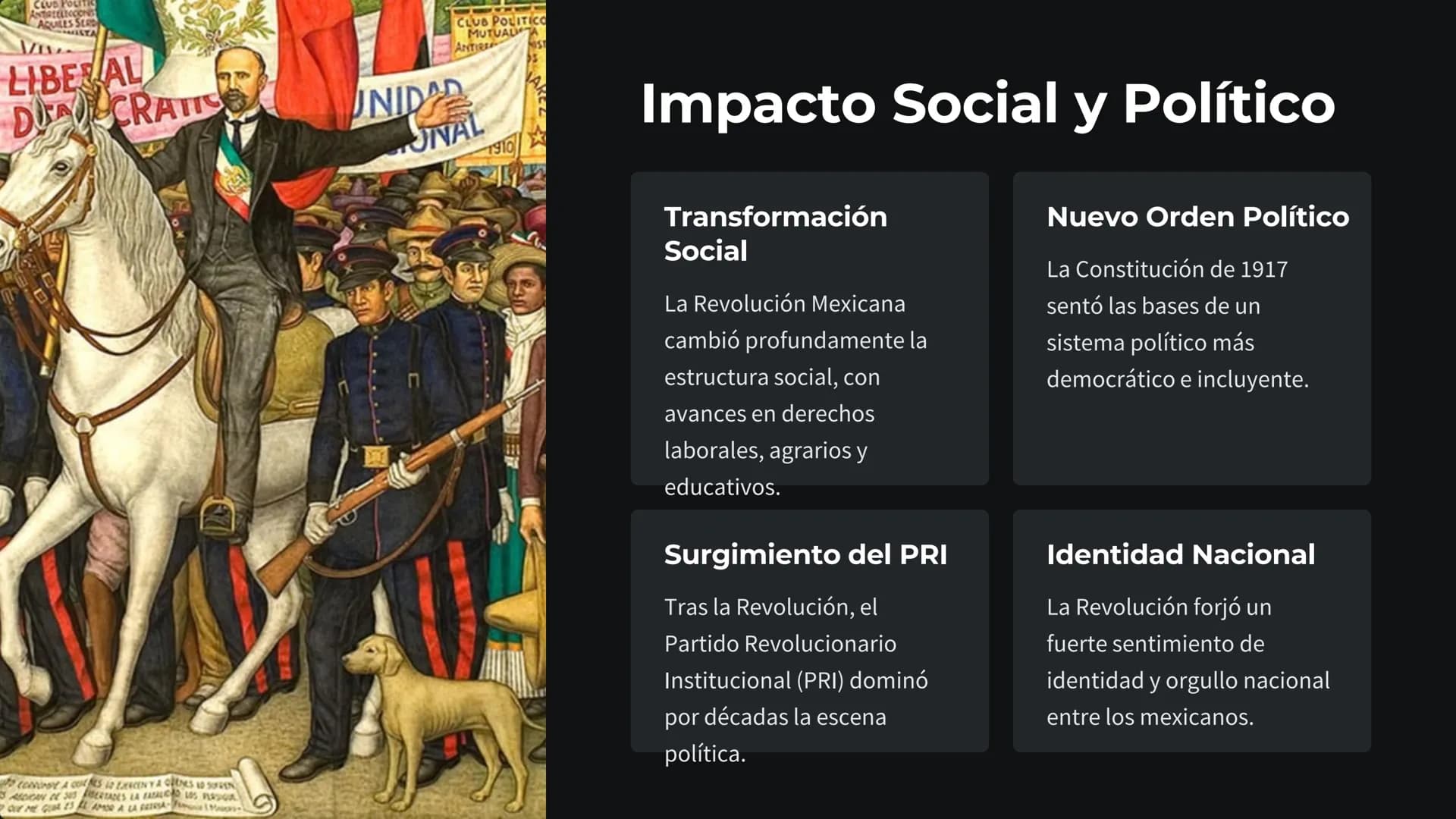 La Revolución
Mexicana
La Revolución Mexicana fue un conflicto armado que transformó la
sociedad y política de México a principios del siglo
