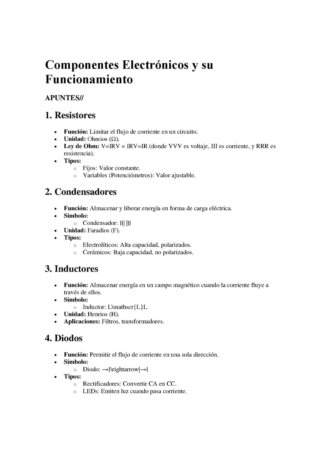Componentes Electrónicos y su Funcionamiento