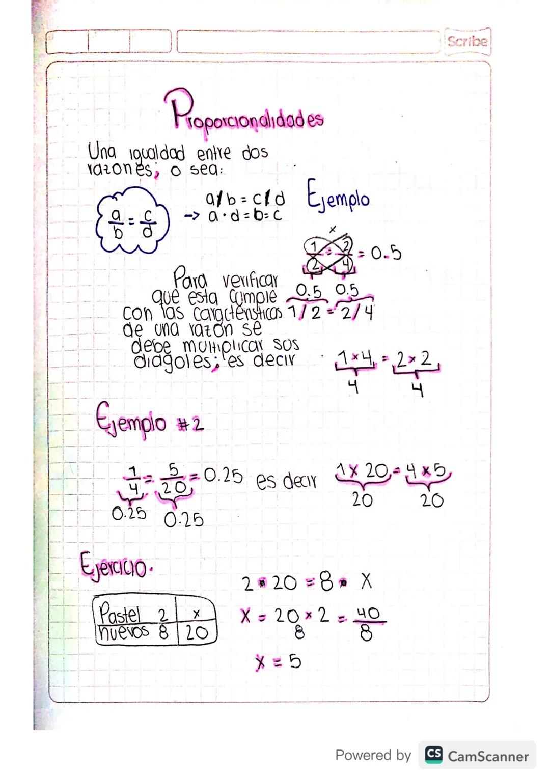 Proporcionalidad es

Una igualdad entre dos
razones, o sea:

$\{\frac{a}{b} = \frac{c}{d}\}$ -> a.d=b=C

alb=cld Ejemplo

Para verificar
-0.