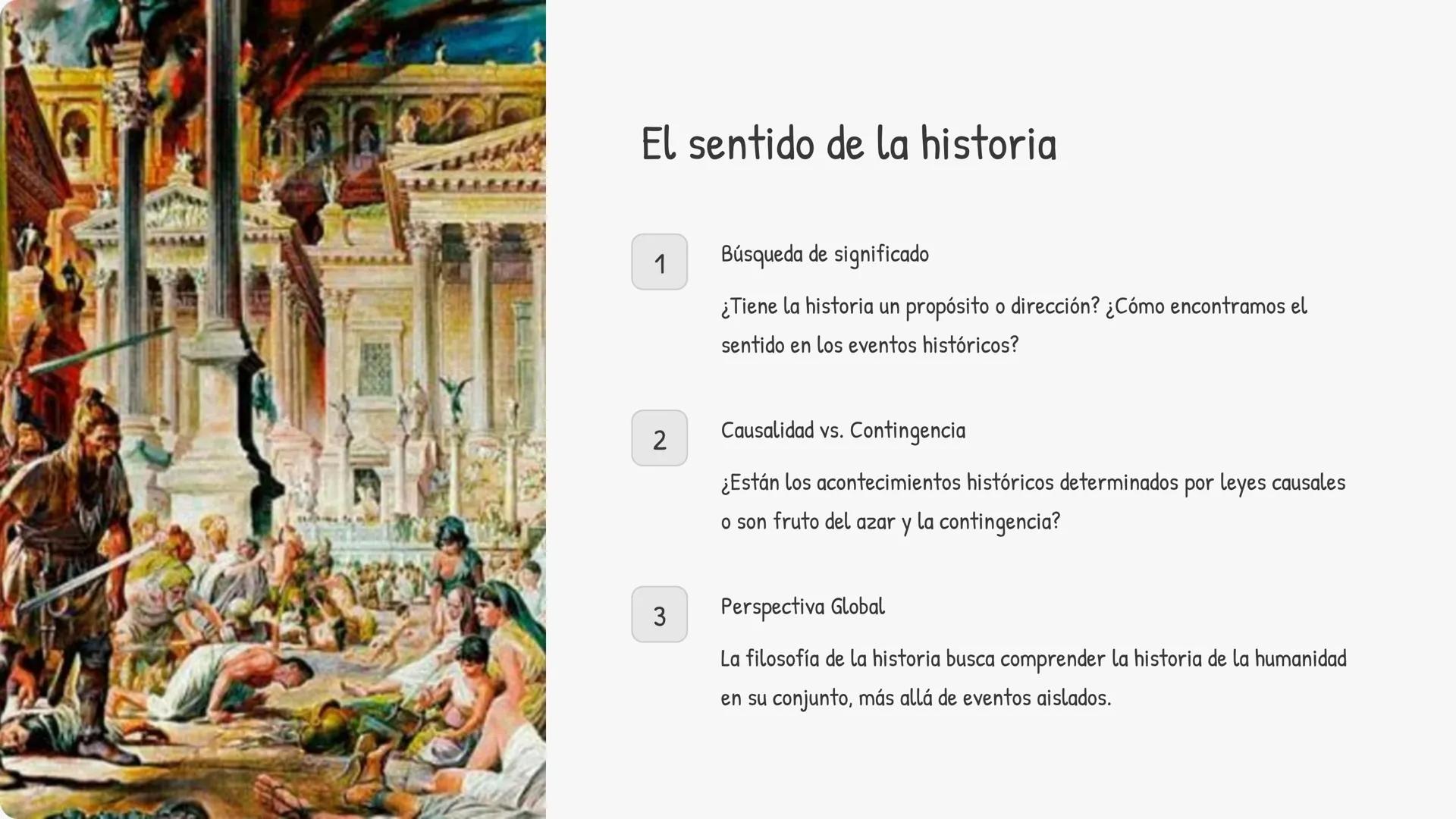 # la filosofía de la historia

La filosofía de la historia es una rama de la filosofía que estudia el significado y
el desarrollo de la hist